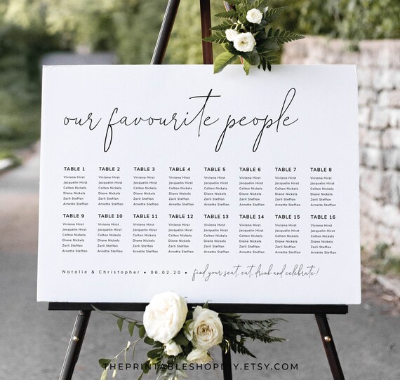 Seating Chart Our Favourite People Editable Seating Chart Etsy