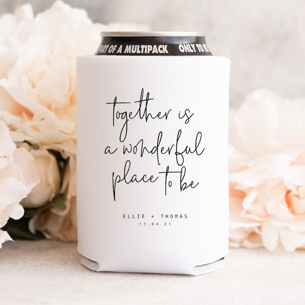 Wedding Favors Koozies Template Download, Wedding Stubby Coolers, Modern Wedding Can Cooler, Boho Wedding Decor, Lovers