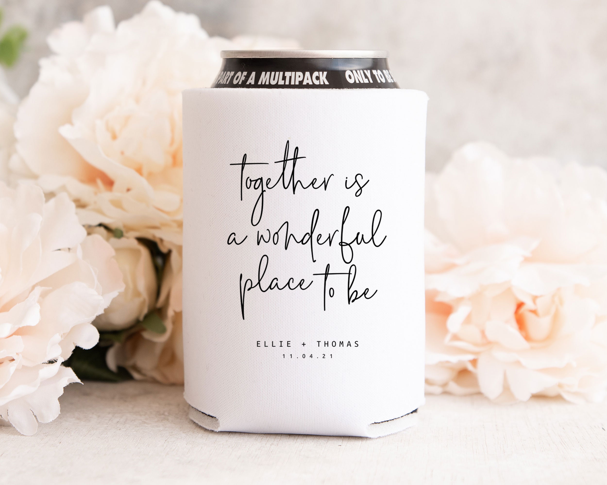 Floral Drink Koozie Favors  Wedding Bridal Shower Can + Bottle Beer Koozies  — Shop Hair Tie Favors + Gifts