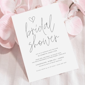 Plantilla de invitación para despedida de soltera estilo bohemio, diseño de corazón (descarga digital)