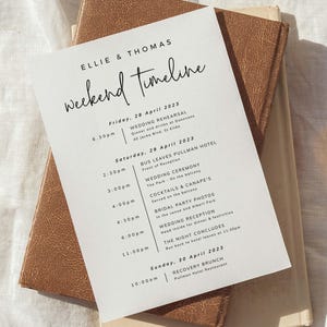 Printable Wedding Weekend Timeline Template, Schedule of Events, Elegant Wedding Itinerary, Instant Download, Lovers