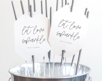 Let Love Sparkle Tags, Printable Wedding Exit Sparklers Tags, Modern Wedding Reception Ideas, Digital Download, #Embrace