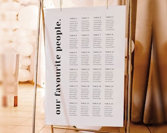 Minimalist Wedding Seating Chart Template, Our Favourite People Seating Plan Digital Download, Modern Wedding Sign, Bold Love