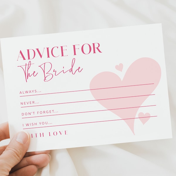 Advice For The Bride Bridal Shower, Advice Cards Template, Boho Bridal Shower Games, Digital Download, Pretty In Pink