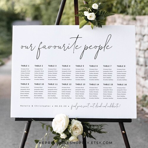 Wedding Seating Chart Poster Template Editable Our Favorite - Etsy
