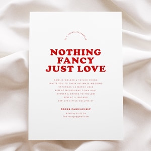 Niente di speciale, solo invito d'amore, modello di invito di nozze intimo, invito di nozze rosa e rosso da scaricare, Sweet Thing