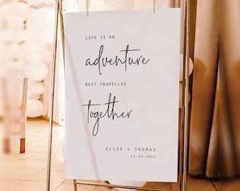 Life Is An Adventure Best Traveled Together, Printable Wedding Welcome Sign, Modern Wedding Sign Template, Digital Download, Lovers
