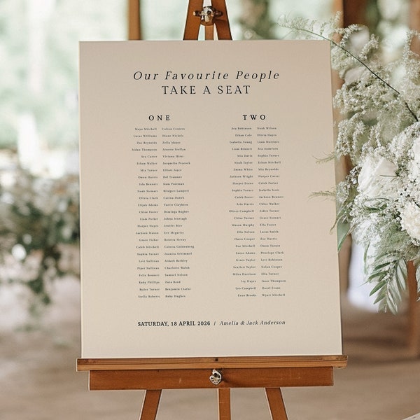 Classic Seating Chart Template, Printable Banquet Table Plan Editable, Rustic Long Table Seating Chart Download, #Poetic