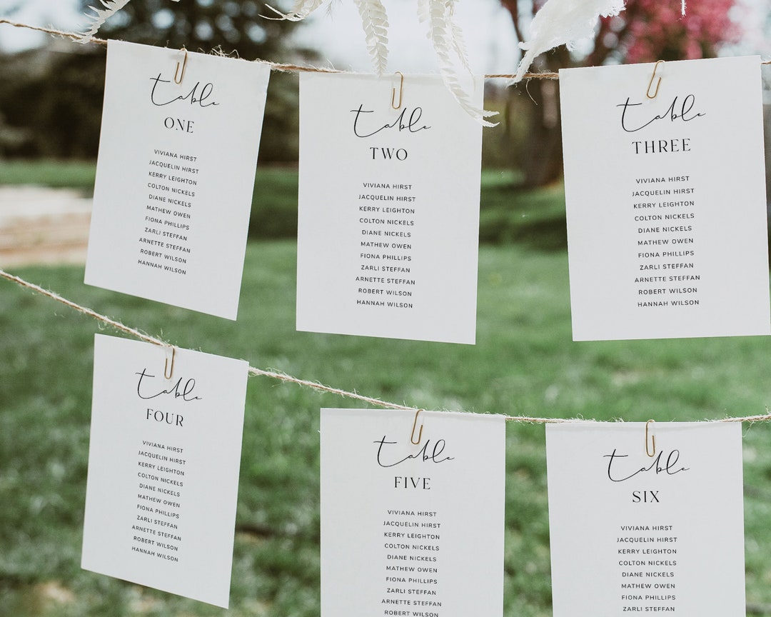 Modern Wedding Seating Chart Cards Template, Printable Seating Chart ...