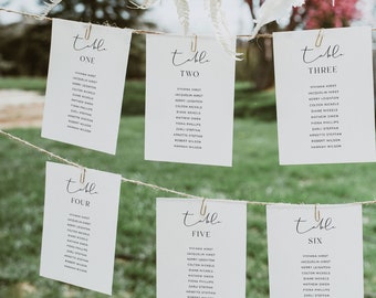 Modern Wedding Seating Chart Cards Template, Printable Seating Chart Download, Wedding Table Seating Signs, MONOGRAM