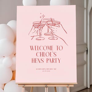 Pink Hens Party Welcome Sign Download, Hen Party Sign Template, Bachelorette Party Sign, Bridal Shower Signage, #Entourage