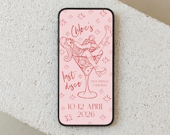 Last Disco Bachelorette Itinerary Template, Editable Mobile Invitation (Digital Download)