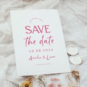 Modèle de mariage réservez la date moderne, imprimable à télécharger, réservez le week-end, faire-part de fiançailles, #Adore