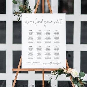 Minimal Seating Chart Printable, Modern Seating Chart Template, Editable Seating Plan, Please Find Your Seat, OLIVIA