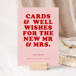 Cards and Well Wishes Zeichen Vorlage, Printable Beschilderung für Hochzeiten, Hochzeitsfeier Zeichen Download, Karten und Geschenke, süßes Ding