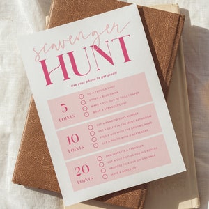 Plantilla imprimible del juego de fiesta Scavenger HHens, descarga digital del juego de despedida de soltera, ideas para despedidas de soltera, #Pretty In Pink