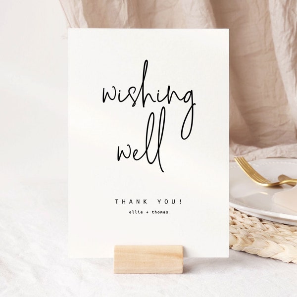 Wishing Well Sign, Modern Wedding Sign Template, Printable Wedding Signage, Wedding Gifts Signs, Digital Download, Lovers