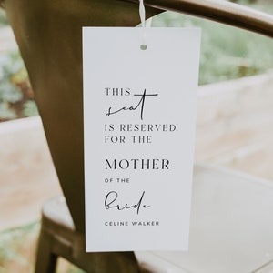 Wedding Reserved Seat Tag, Ceremony Reserved Seating, Reserved Sign For Seat, Modern Wedding Signage, Digital Download, MONOGRAM