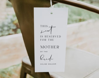 Wedding Reserved Seat Tag, Ceremony Reserved Seating, Reserved Sign For Seat, Modern Wedding Signage, Digital Download, MONOGRAM