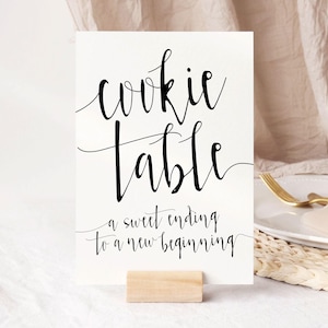 Cookie Table Sign Wedding, A Sweet Ending To A New Beginning, Dessert Table Sign, Printable Wedding Signage, Rustic Signs, ANNE