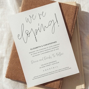 We&#39;re Eloping Invitation, Boho Elopement Announcement Template, Reception Invitation Instant Download, Boho