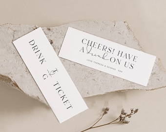 Wedding Drink Tokens, Printable Drink Tickets, Wedding Bar Tokens, Modern Wedding Decor, Drink Coupon Download, MONOGRAM