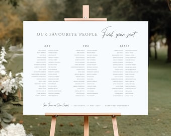 Printable Seating Chart Long Tables Template, Banquet Table Plan, Our Favourite People Wedding Sign, Digital Download, #Hera