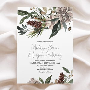 Greenery Wedding Invitation Set: Rustic Printable Stationery (Digital Download) image 3