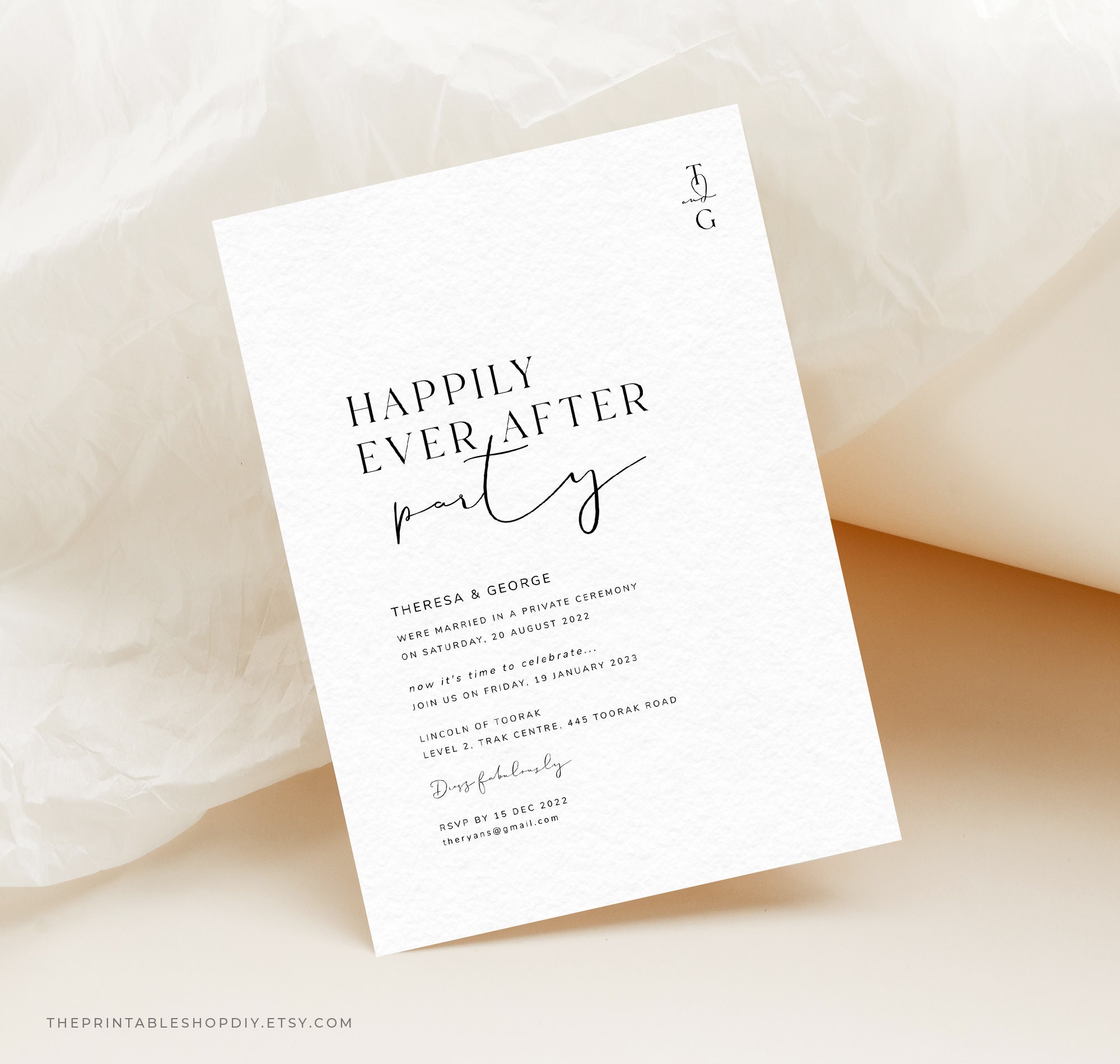 Happily Ever After Party Invitations Modern Wedding Reception - Etsy