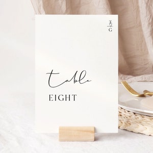 Numeri da tavolo per matrimonio stampabili, download digitale, cartelli minimalisti per matrimonio, cartelli moderni per ricevimento di matrimonio, MONOGRAMMA