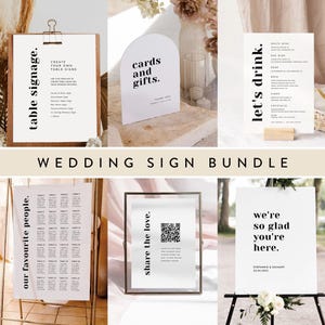 Printable Wedding Sign Bundle Template, Create Your Own Sign, Modern Seating Chart, Wedding Table Signage, Digital Download, Bold Love