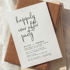 Invito per festa "E vissero tutti felici e contenti", inviti per ricevimento di nozze, modello di invito per matrimonio moderno, download digitale, amanti