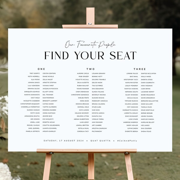 Banquet Seating Chart Download, Our Favourite People Seating Chart Wedding Template, Modern Minimalist Wedding Sign, Beloved