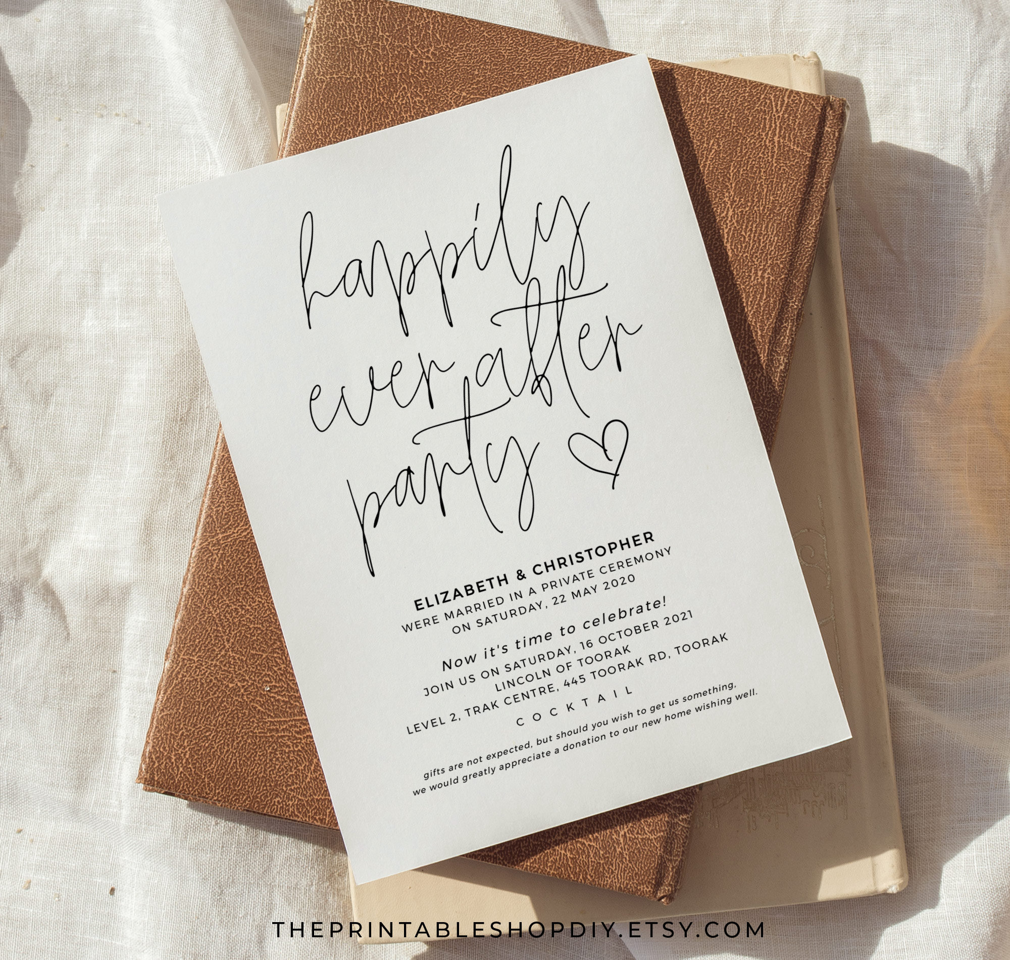 Elopement Wedding Reception Invites Happily Ever After Party Etsy