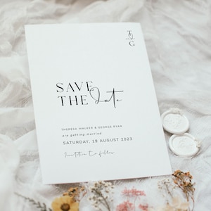 Modern Save The Date Template, Printable Save The Date Digital Download, Minimalist Save The Date Cards, MONOGRAM