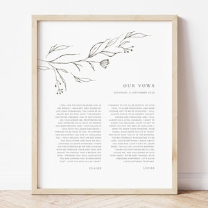 Wedding Anniversary Gift For Husband or Wife, Vows Wall Art, Rustic Wedding Vows Keepsake, Digital Download, PERENNIAL