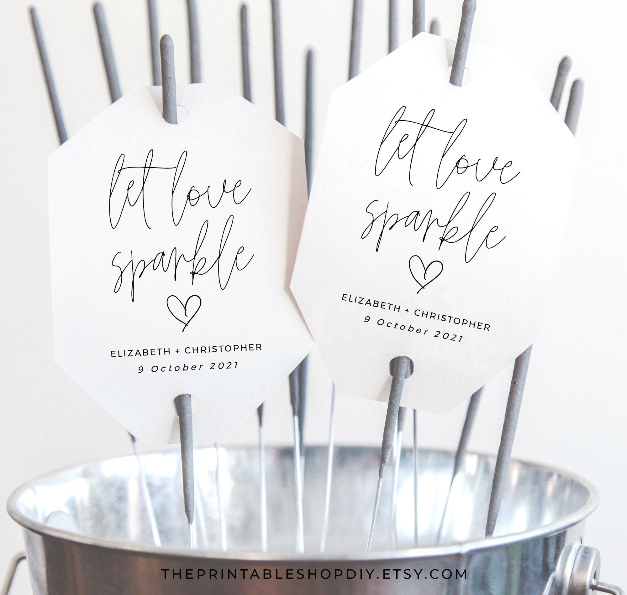Wedding Sparkler Tag Let Love Sparkle Tags Printable Wedding Etsy 