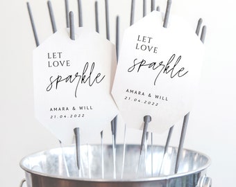 Let Love Sparkle Tags Download, Wedding Sparklers Tags, Wedding Favour Tag Template, Favor Tags Personalised