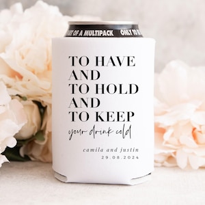 To Have And To Hold And To Keep Your Drink Cold, Printable Can Cooler Template, Stubby Holder Wedding Favour, #Weekend In Paris