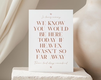In Loving Memory Wedding Sign: Remembrance Printable (5x7" Digital Download)