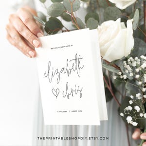 Boho Wedding Program, Modern Wedding Program Template Booklet, Folded Program, Order of Service, Templett, Boho
