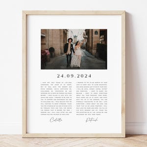 Arte de parede de votos de casamento para impressão, presente de aniversário de casamento moderno, modelo de lembrança de votos, download instantâneo, amado