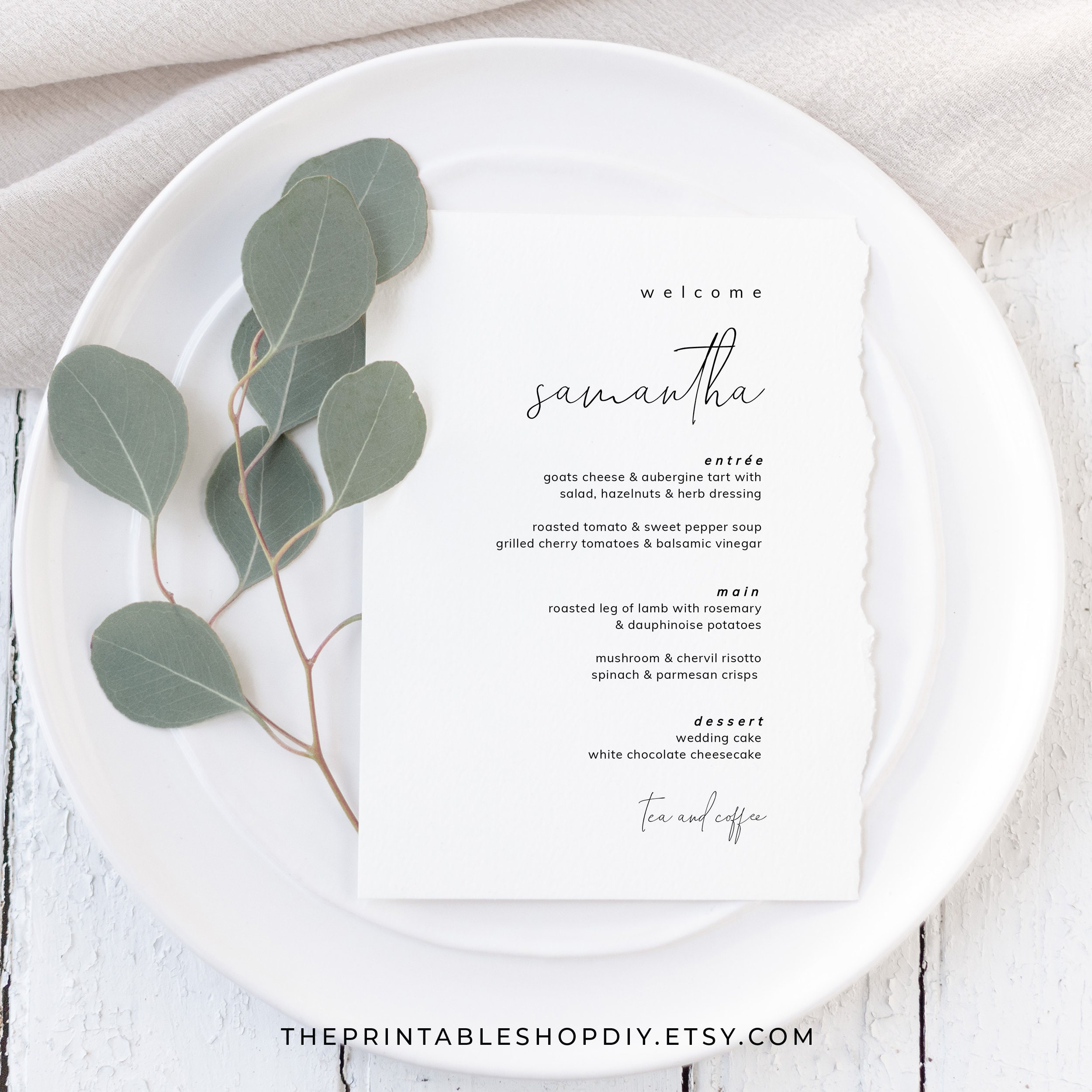 Wedding Menu With Guest Name
