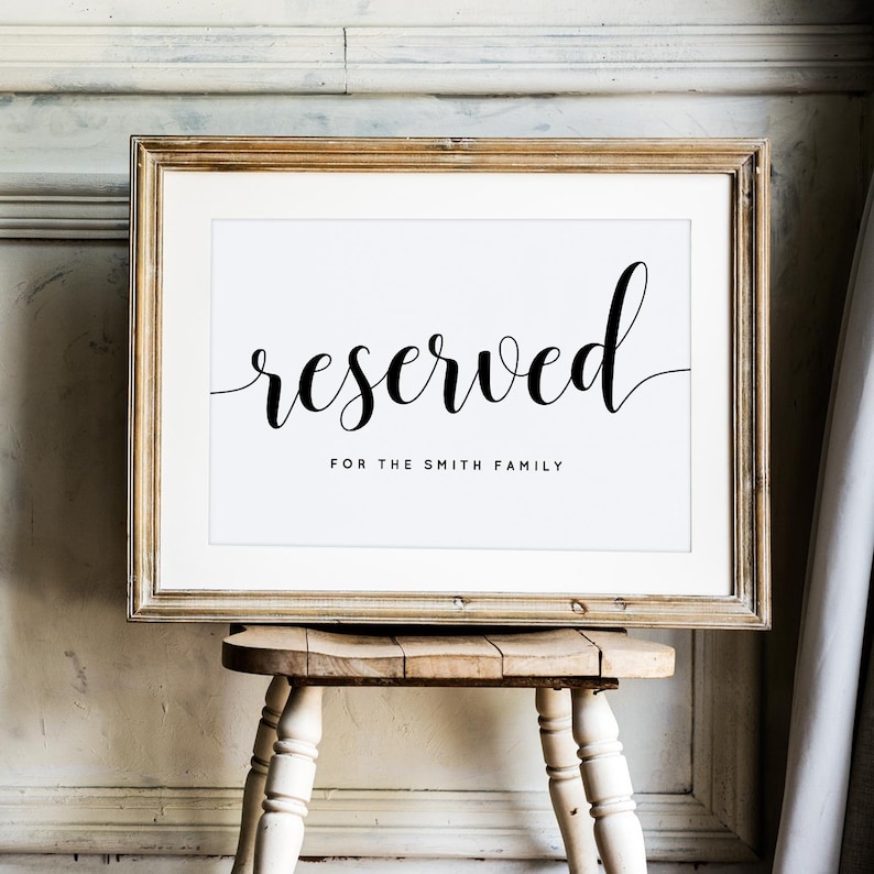 Reserved wedding signs Reserved seat sign wedding Editable reserved sign Reserved row sign Wedding reserved Reserved sign wedding table