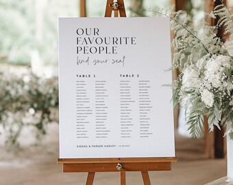 Printable Wedding Seating Chart Love Tables, Our Favourite People Seating Plan Template, Modern Wedding Sign, #Vienna