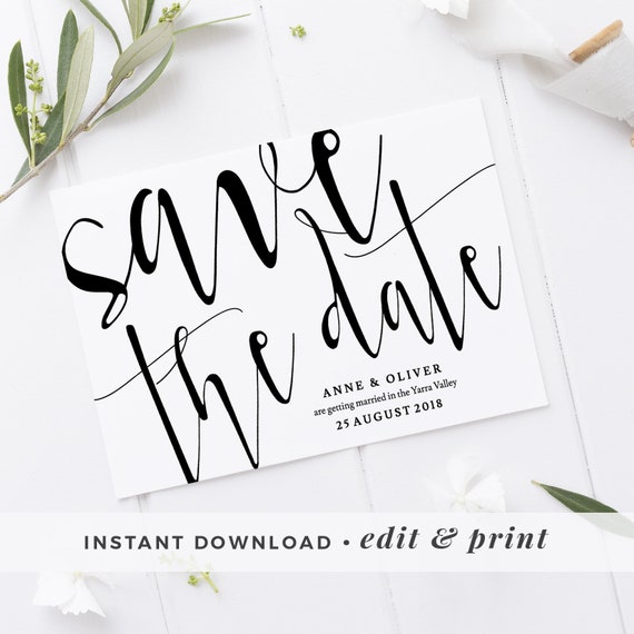 rustic save the date template editable save the date cards etsy