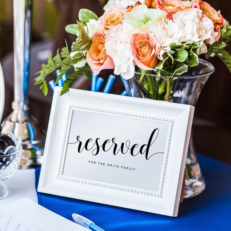 Reserved wedding signs Reserved seat sign wedding Editable reserved sign Reserved row sign Wedding reserved Reserved sign wedding table