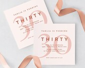 Modern Birthday Invitation Template Download, Thirty Birthday Invite, 30th Party Invitations, Digital Bday Invitation