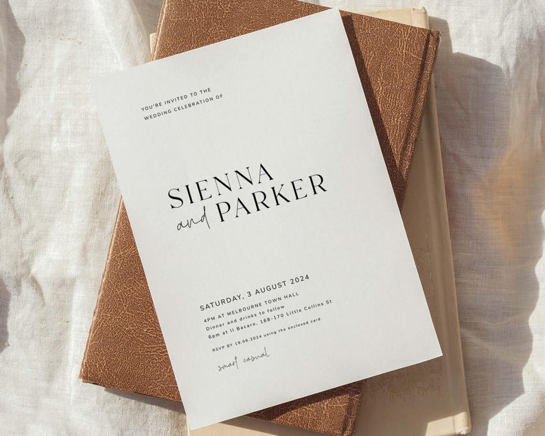 Modern Minimalist Wedding Invitation Template, Vienna (Digital Download) image 4