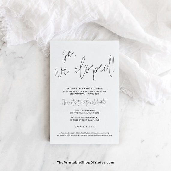 Wedding Reception Invitation Template We Got Married Etsy